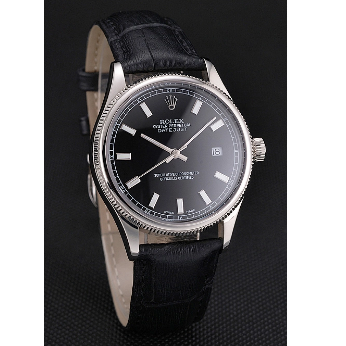 Best AAA Replica Sites Black Case Bracelet And Rolex Swiss Stainless Datejust Dial Steel 0728